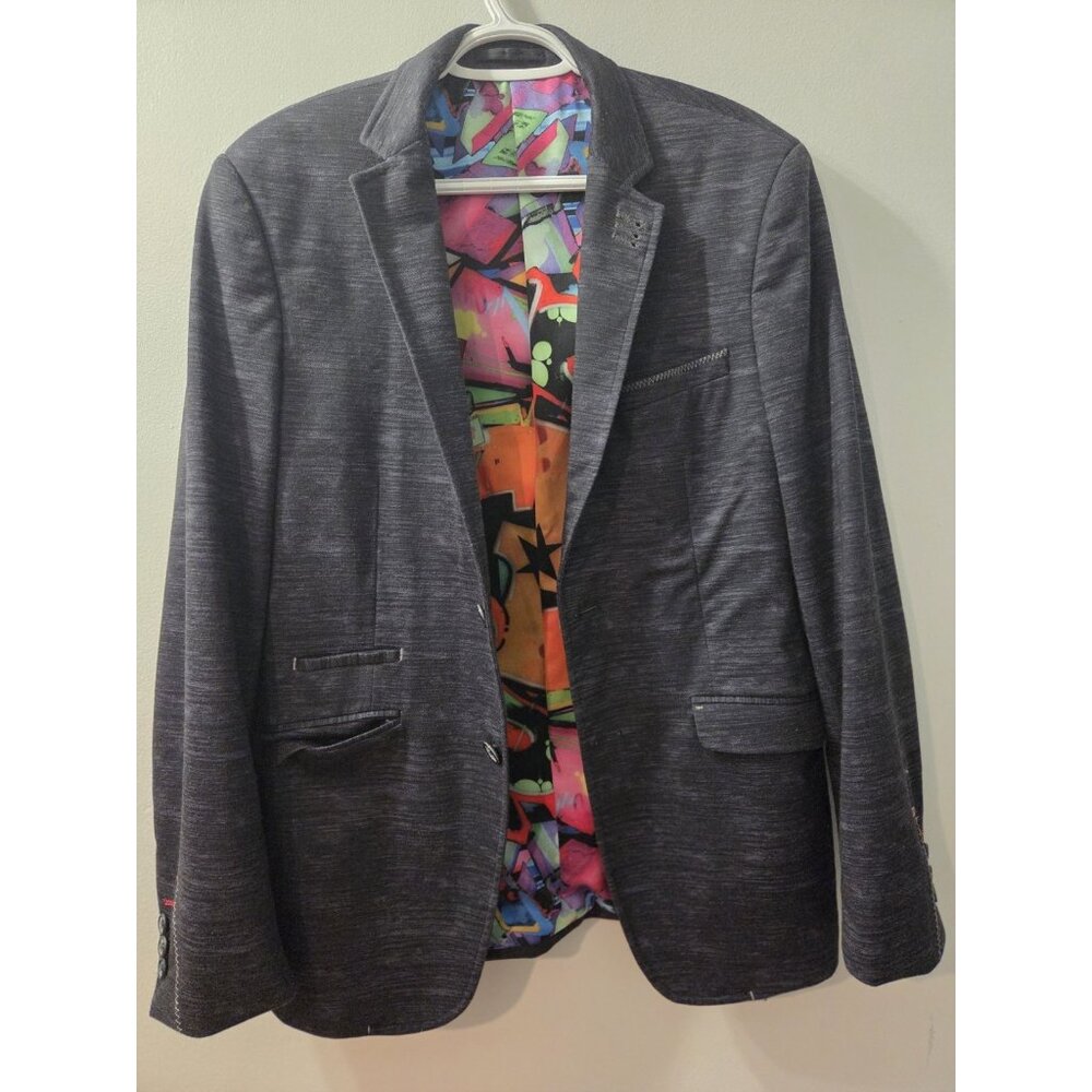 Au Noir Men Blazer Jacket Grey Size 38R Pre-Owned